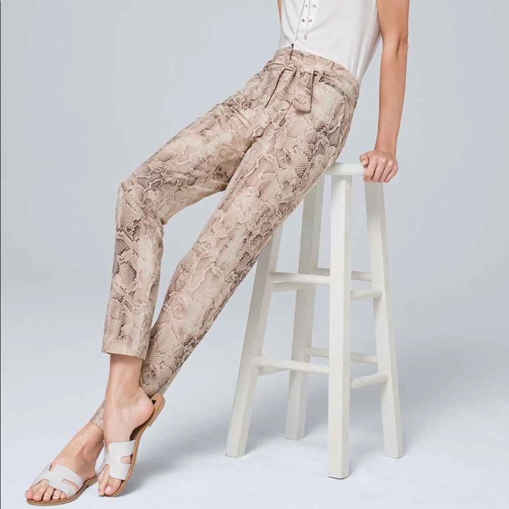 Beautiful Snakeskin Print Tie-Waist Pants-WHBM 2